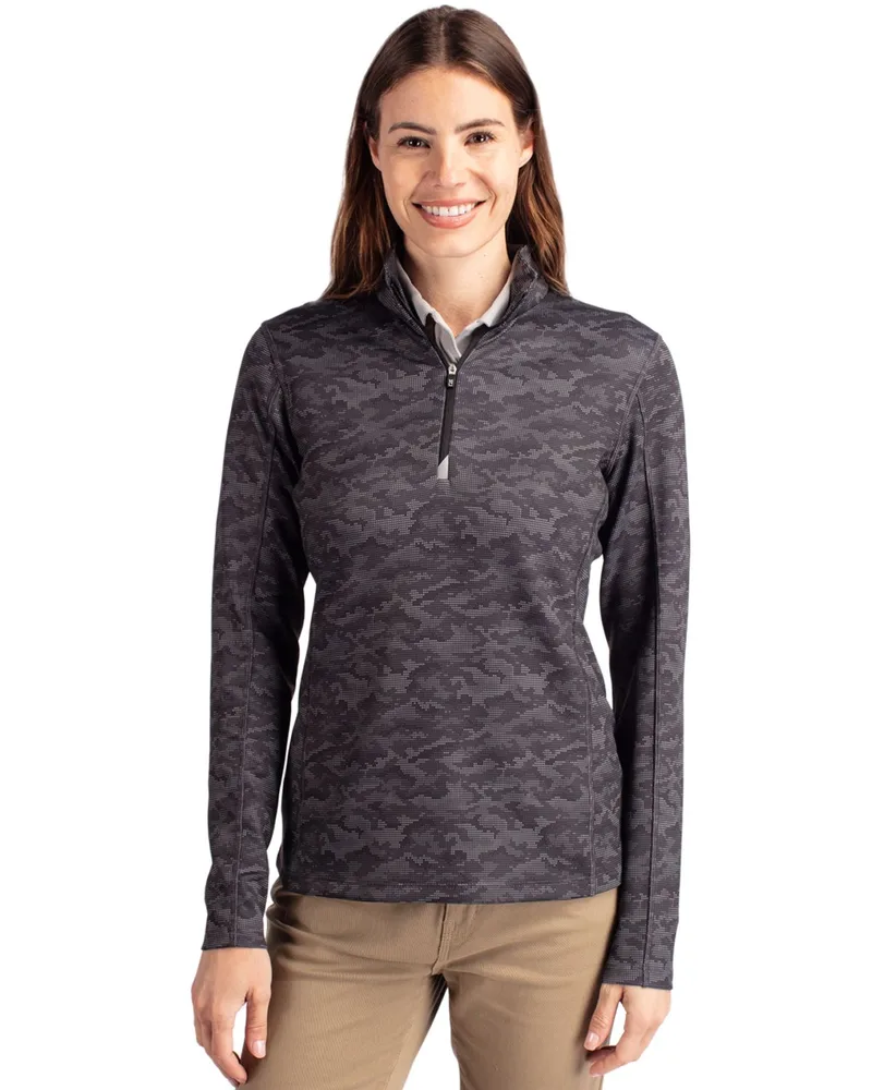Cutter & Buck Traverse Camo Print Stretch Quarter Zip Womens Pullover