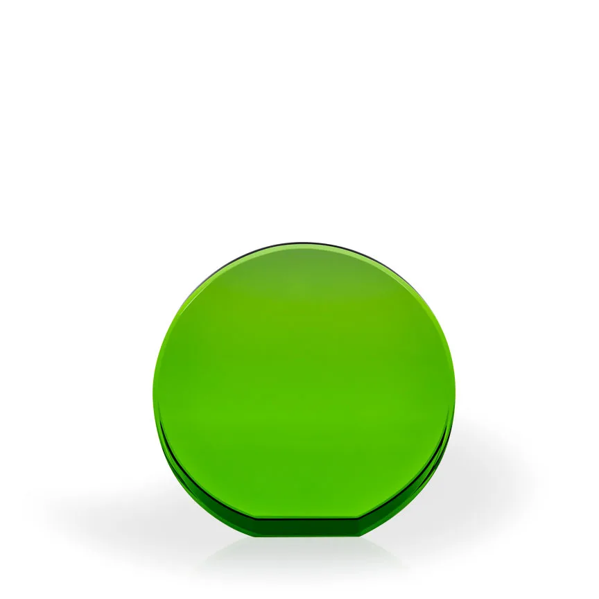 Brielle Green Crystal Beveled Circle with Flat Bottom, Medium view 2