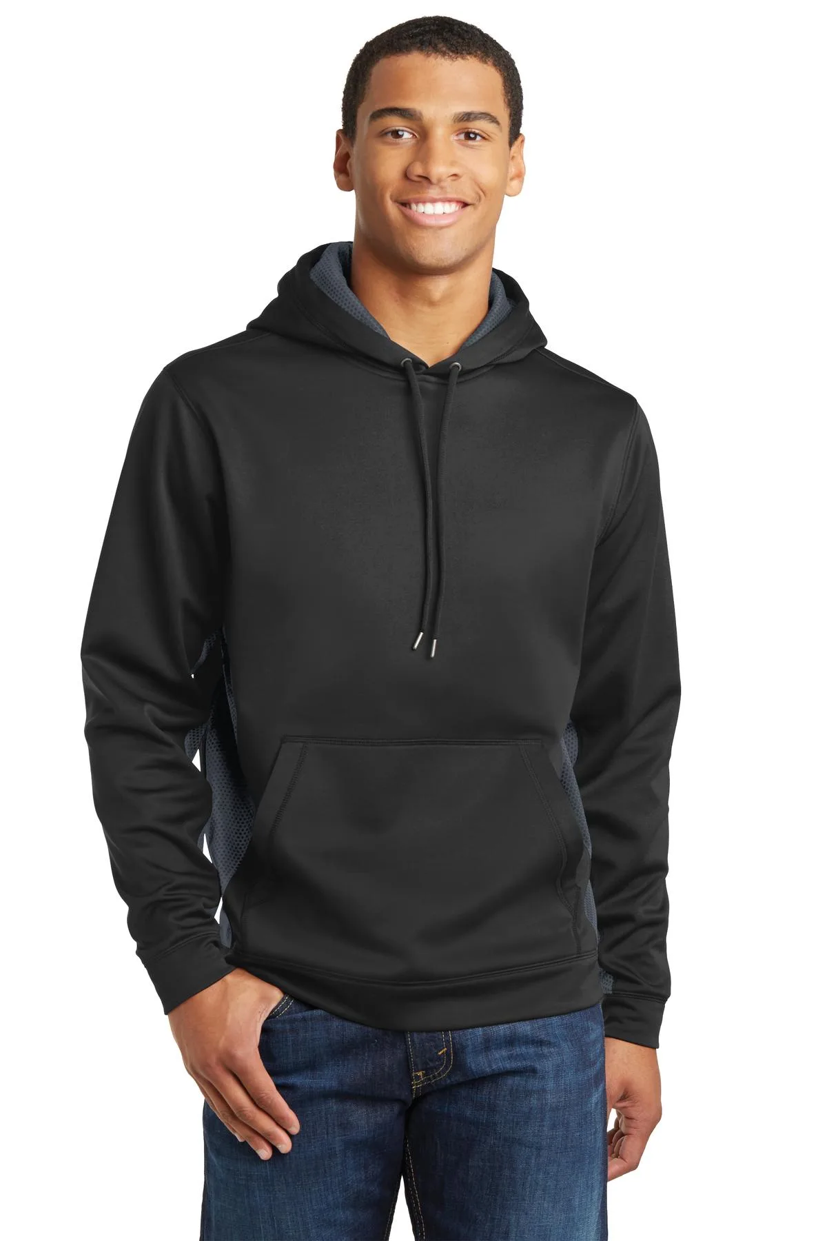 Sport-Tek® Sport-Wick® CamoHex Fleece Colorblock Hooded Pullover.