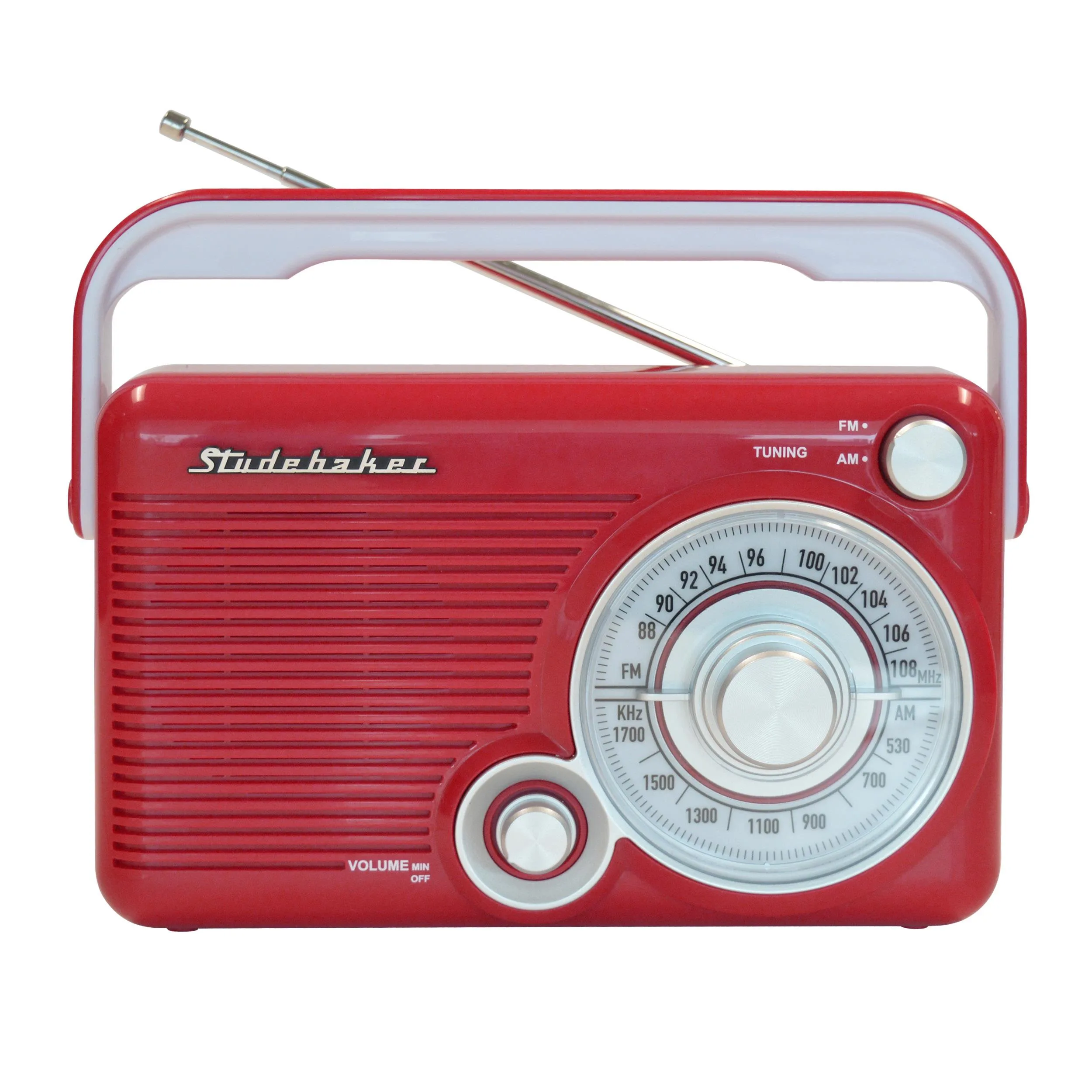 Studebaker Portable Red AM/FM Analog Radio