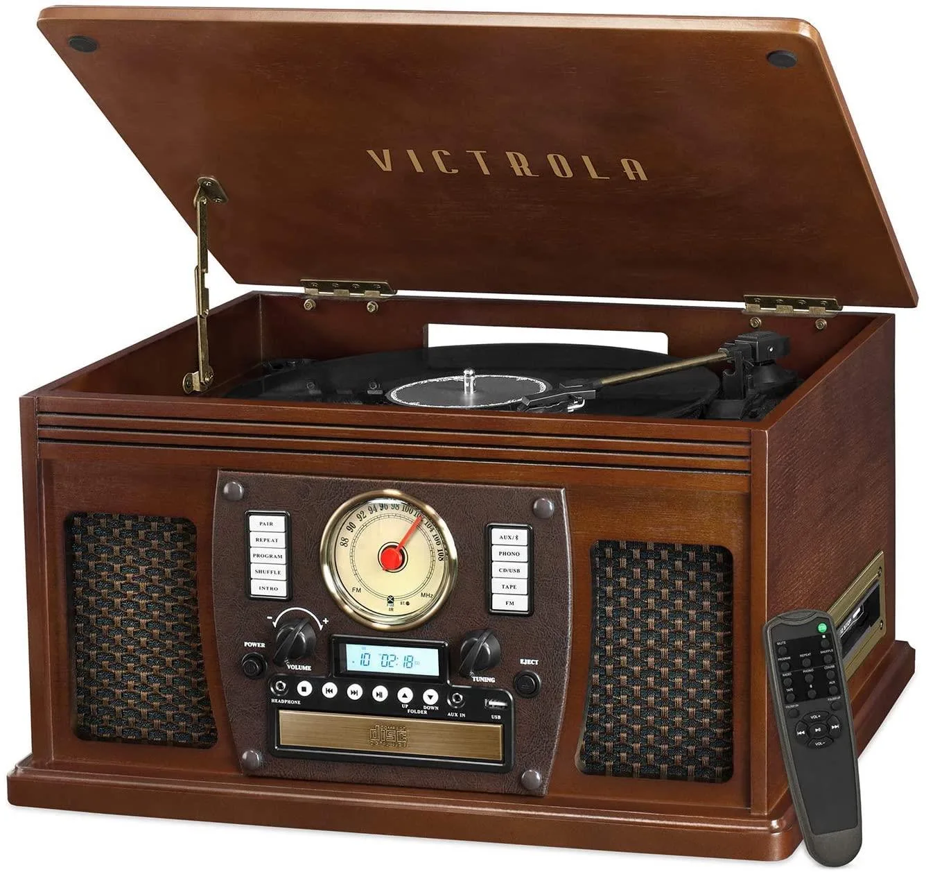 Victrola 8-In-1 Bluetooth Record Player & Multimedia Center Built-In Stereo Speakers - Espresso