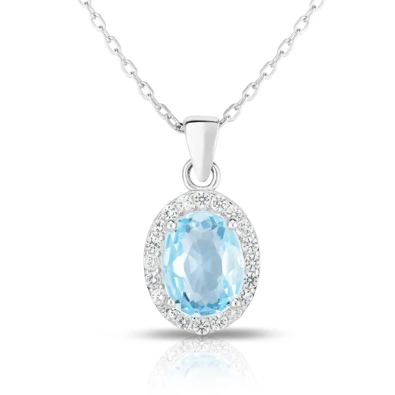 Jilco Inc Blue Topaz Oval Necklace