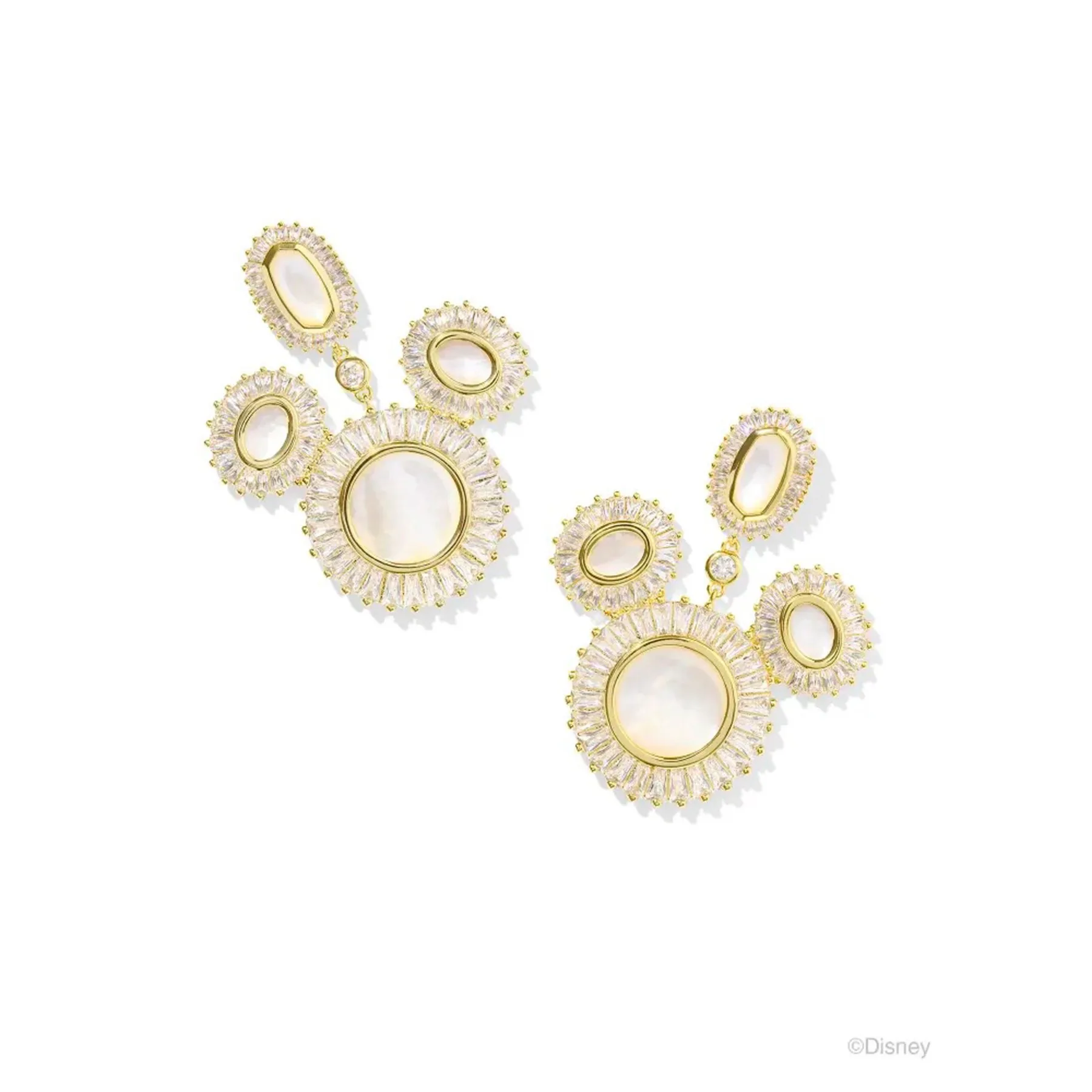 Kendra Scott Gold Mickey Mouse Crystal Frame Statement Earrings
