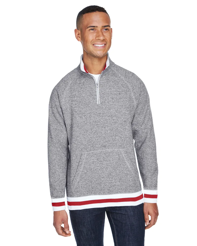 J AMERICA Adult Peppered Fleece Quarter-Zip view 6