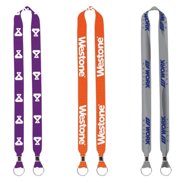 IMPORT Rush 1" Dye-Sublimated 2-Ended Lanyard with Dual Silver Metal Crimp & Split-Ring view 2