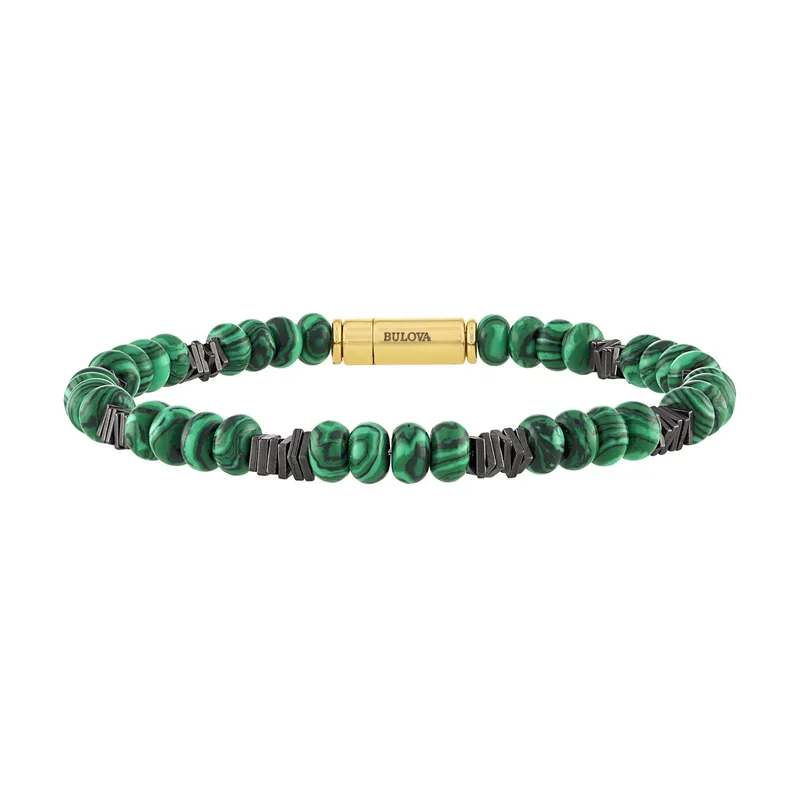 Bulova Jewelry Marine Star Green Beaded Bracelet - Large