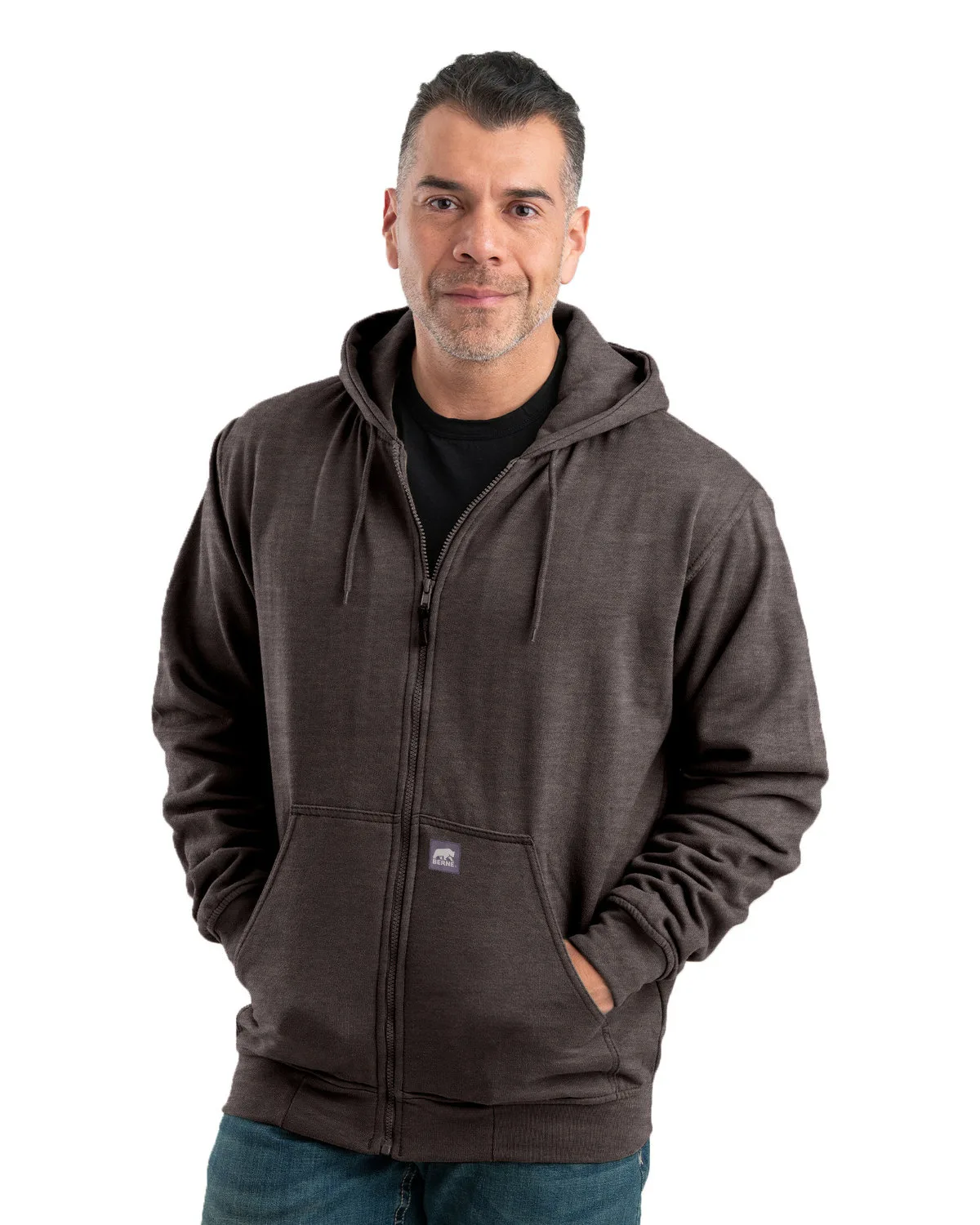 Berne Apparel Men's Tall Heritage Thermal-Lined Full-Zip Hooded Sweatshirt view 3