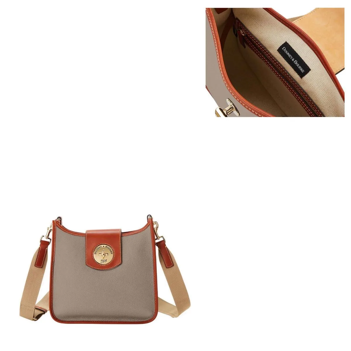 Dooney & Bourke Taupe Pebble Turnlock Messenger 28