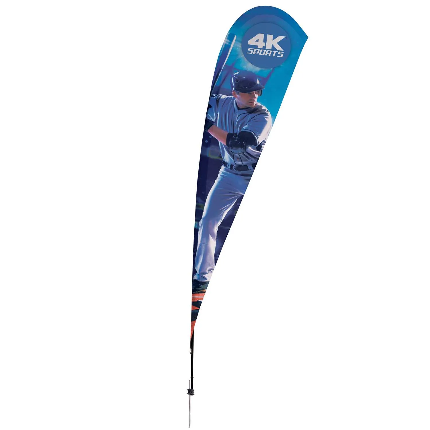 15' Streamline Teardrop Sail Sign Flag 1-Sided, Ground Spike