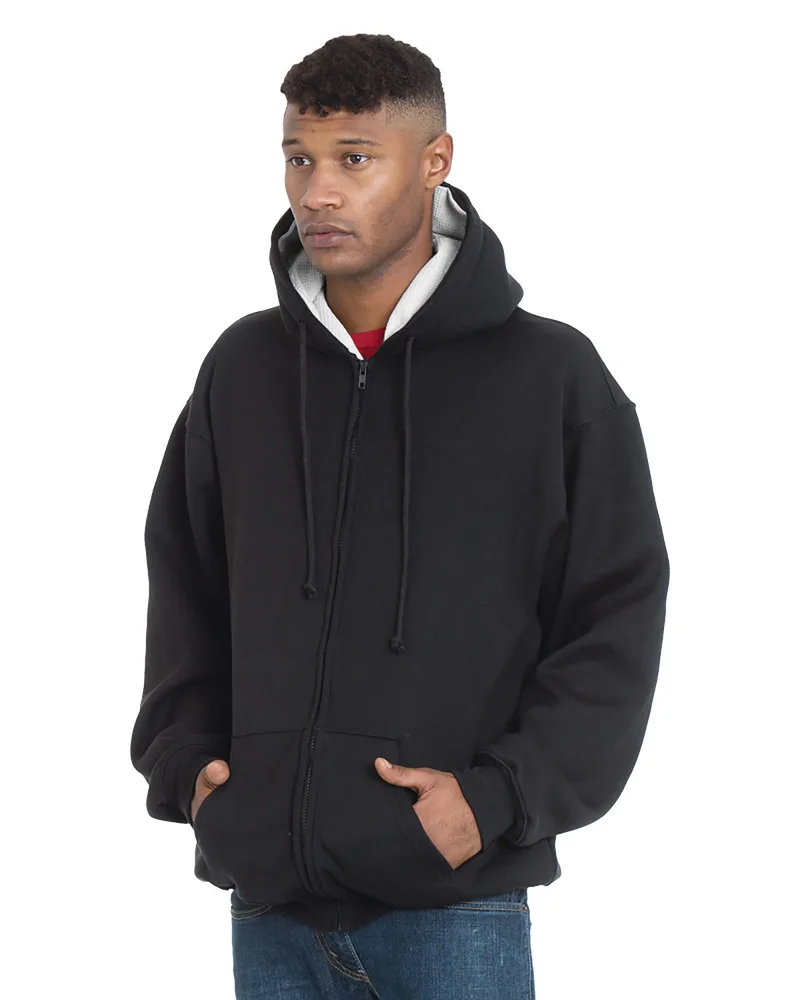 BAYSIDE Adult USA Made Super Heavy Thermal-Lined Full-Zip Hooded Sweatshirt