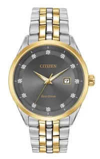 Citizen® Men's Corso Eco-Drive® Two-Tone Stainless Steel Watch w/Charcoal Grey Dial