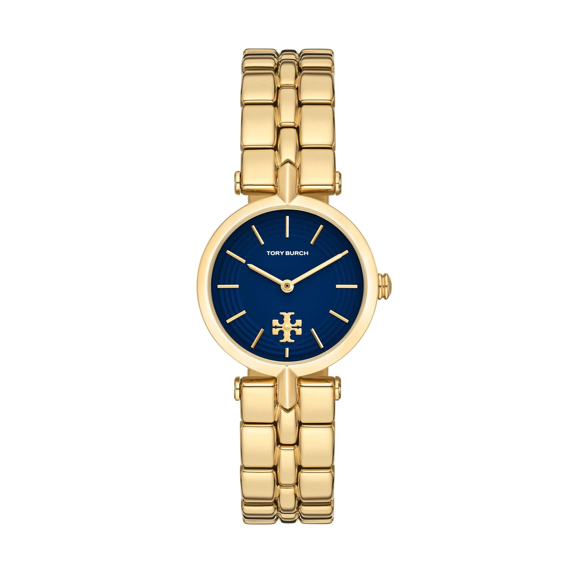 Tory Burch Ladies' Kira Gold-Tone Stainless Steel Bracelet w/Blue Dial