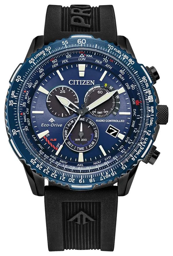 Citizen Watch Men's Eco-Drive 0 Black Polyurethane Strap Watch Blue Dial