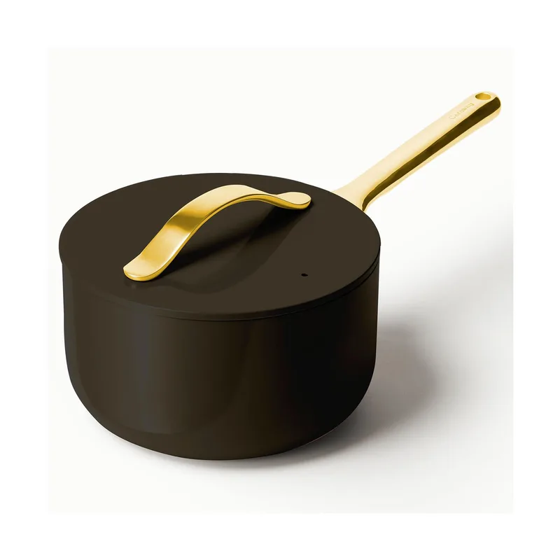 Caraway 3Qt Iconics Nonstick Ceramic Saucepan Black/Gold
