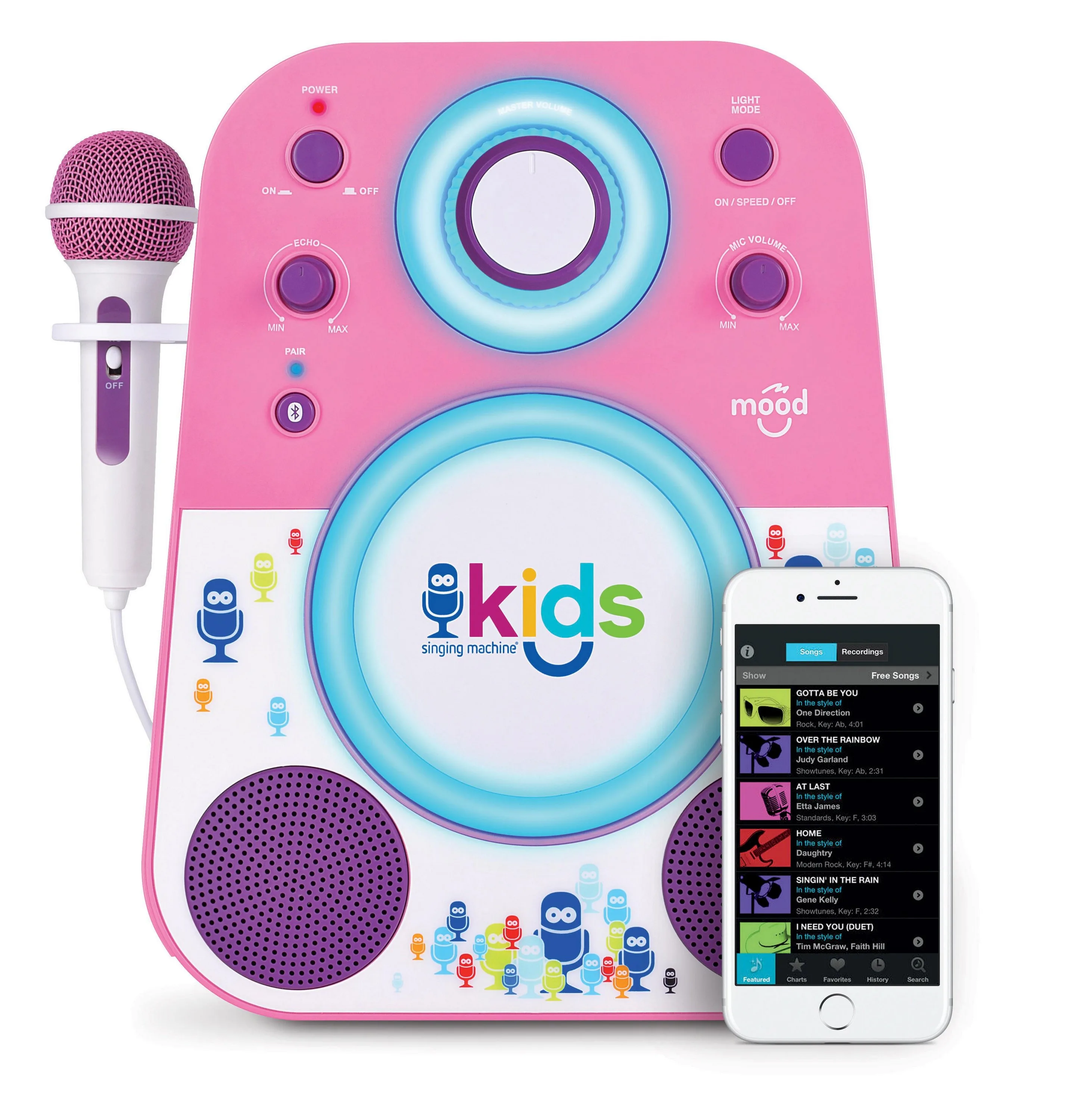 Singing Machine Kids Bluetooth Sing-Along System Pink And Purple Ages 4+ Years