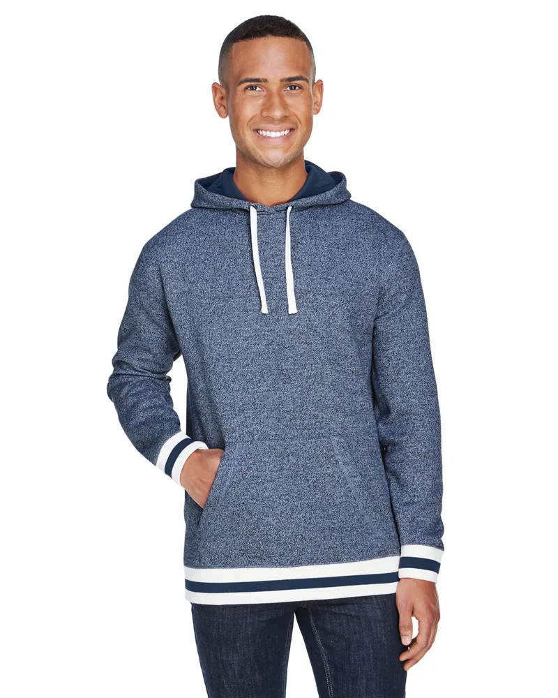 J AMERICA Adult Peppered Fleece Lapover Hooded Sweatshirt