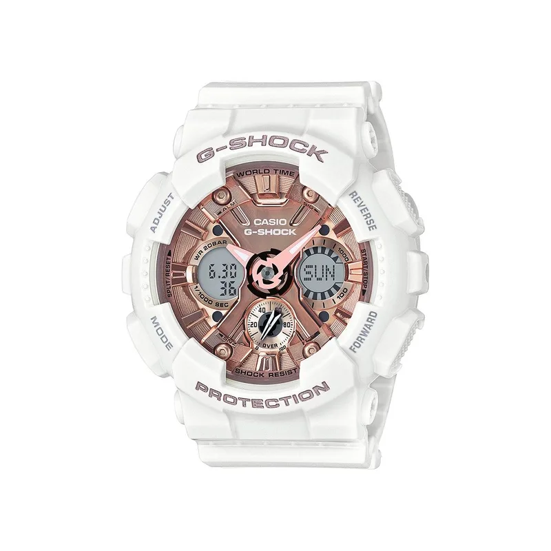 G-Shock Ladies G-Shock S Series White Analog/Digital Watch Metallic Rose Dial
