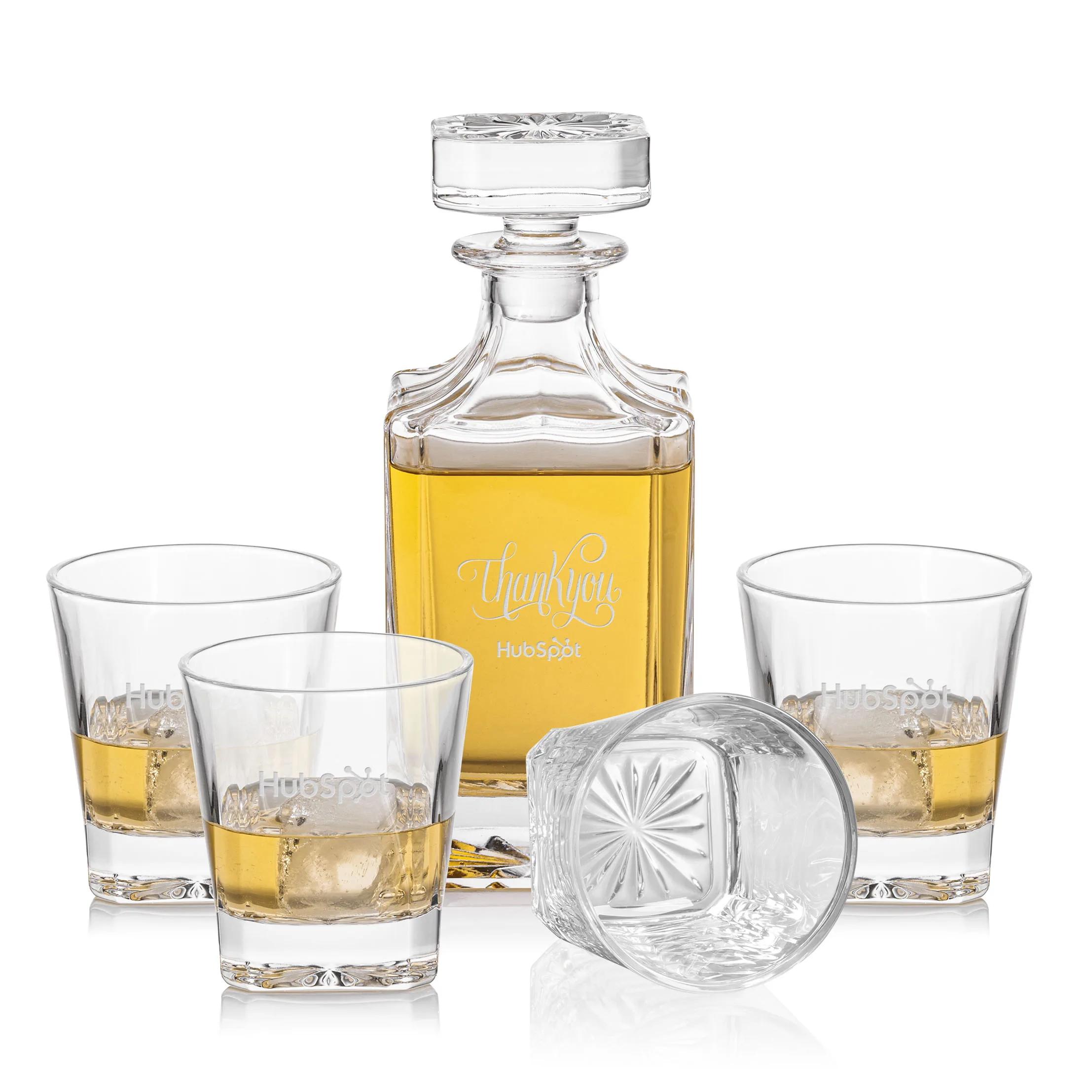 Decanter Set, Deep Etch, Clear, Decanter & 4 OTR