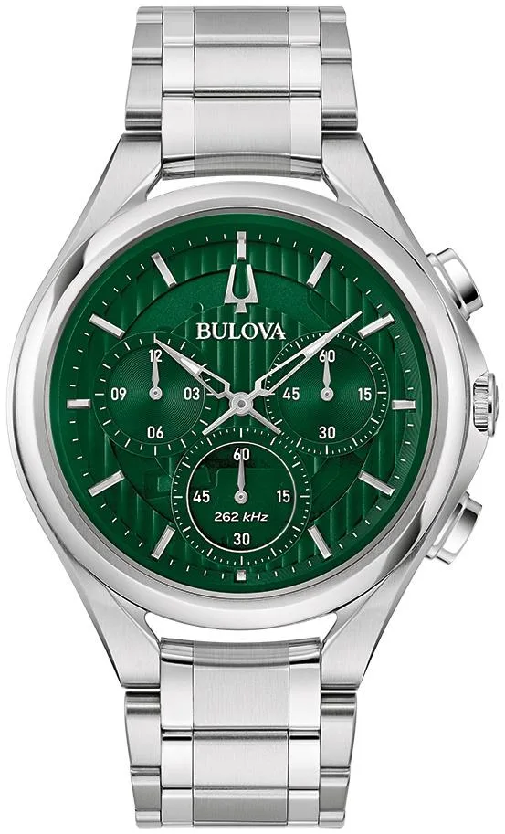 Bulova Watches Men's Curv Progressive Dress Stainless Steel Bracelet Watch Green Dial
