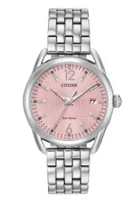 Citizen® Ladies LTR Eco-Drive® Stainless Steel Case & Bracelet Watch w/Light Pink Dial