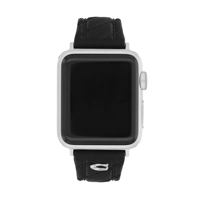 Coach Women's Black Quilted Silicone Rubber Strap