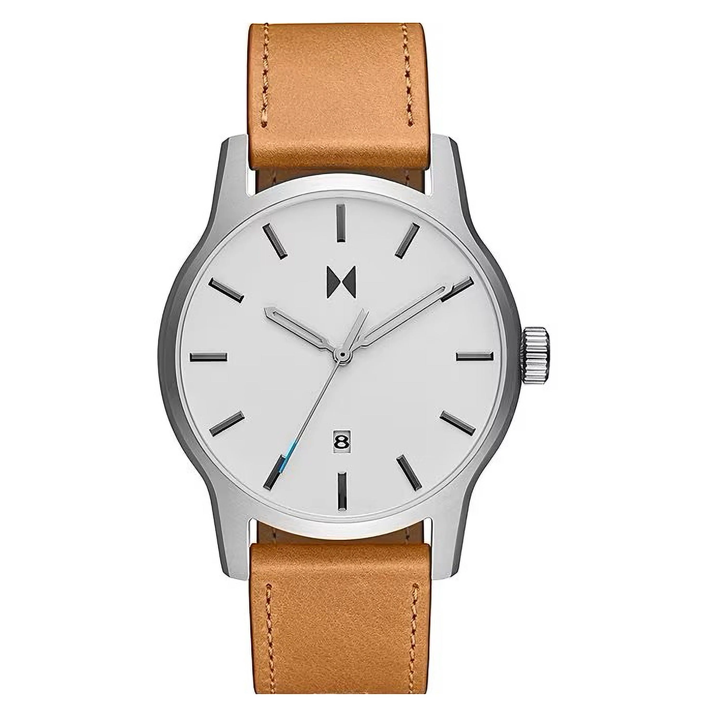 MVMT Mens Classic Ii Camel Tan Leather Strap Watch White Dial