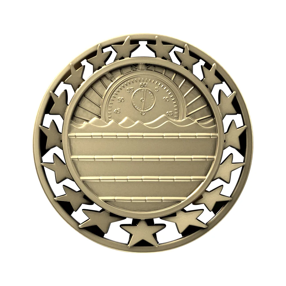 Antique Swimming Star Medal (2-1/2")