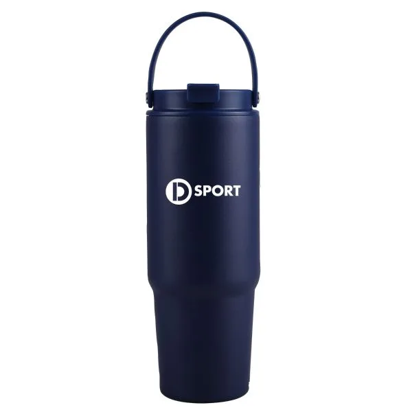 27 Oz. Siam Powder Coated Recycled Stainless Steel Tumbler w/Carrying Handle view 3