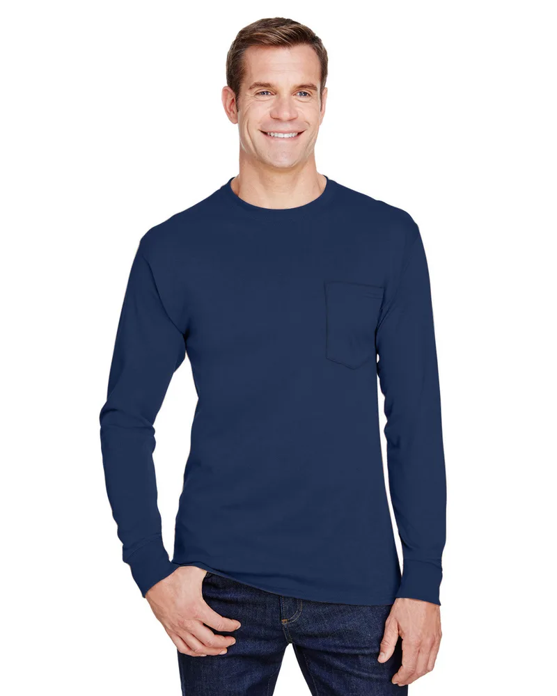 Hanes Printables Adult Workwear Long-Sleeve Pocket T-Shirt view 3