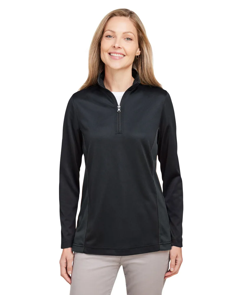 Harriton Women's Flash Snag Protection Plus IL Colorblock Quarter-Zip Pullover Shirt