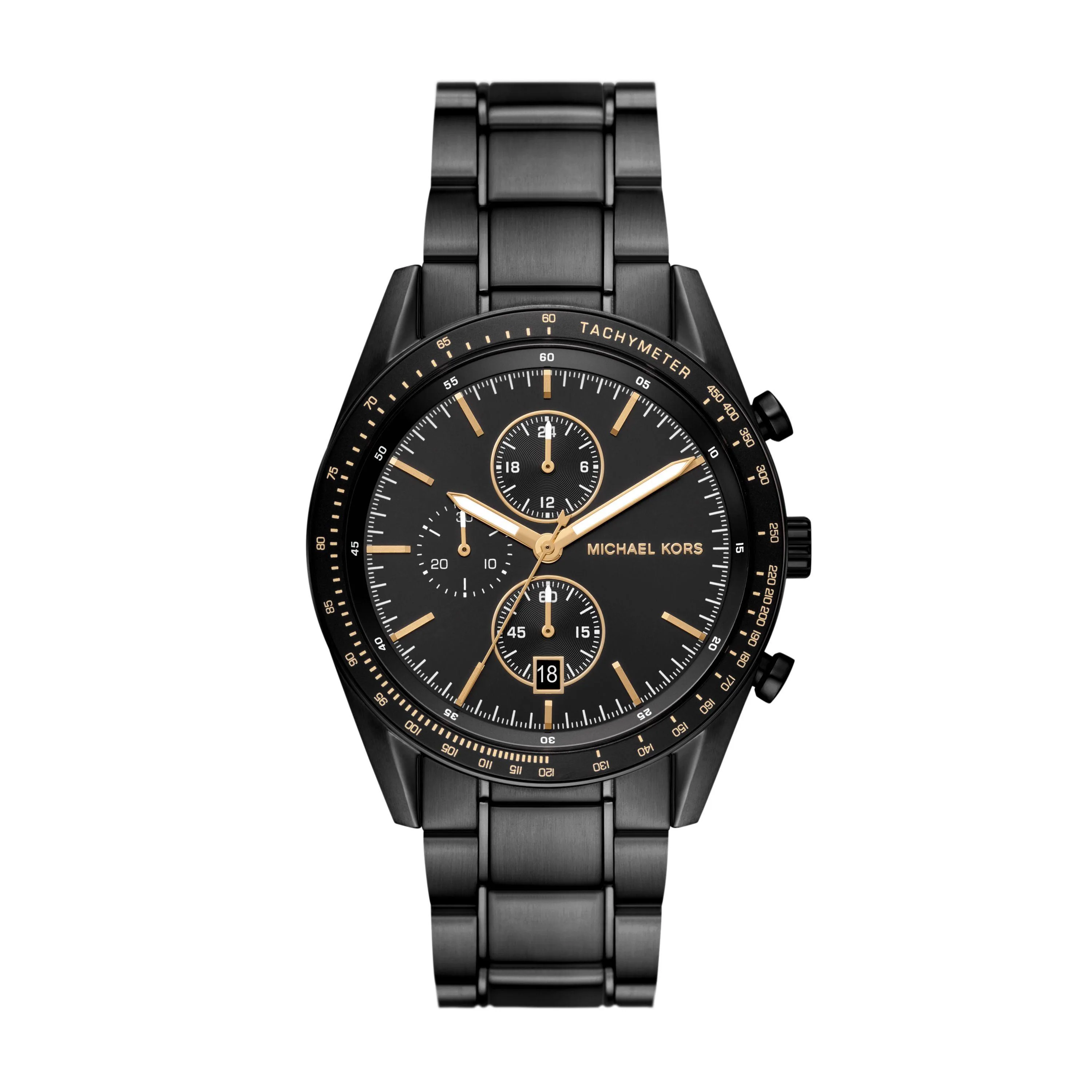 Michael Kors Men's Accelerator Chronograph Black Stainless Steel Watch Black Dial