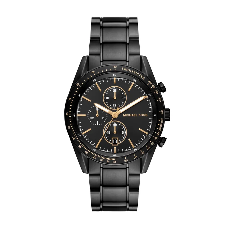 Michael Kors Men's Accelerator Chronograph Black Stainless Steel Watch Black Dial