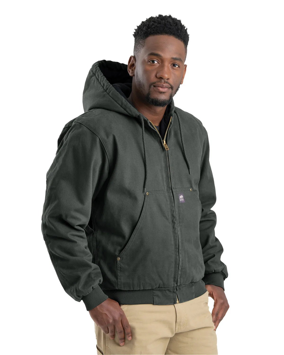 Berne Apparel Men's Tall Heartland Washed Cotton Duck Hooded Jacket view 4