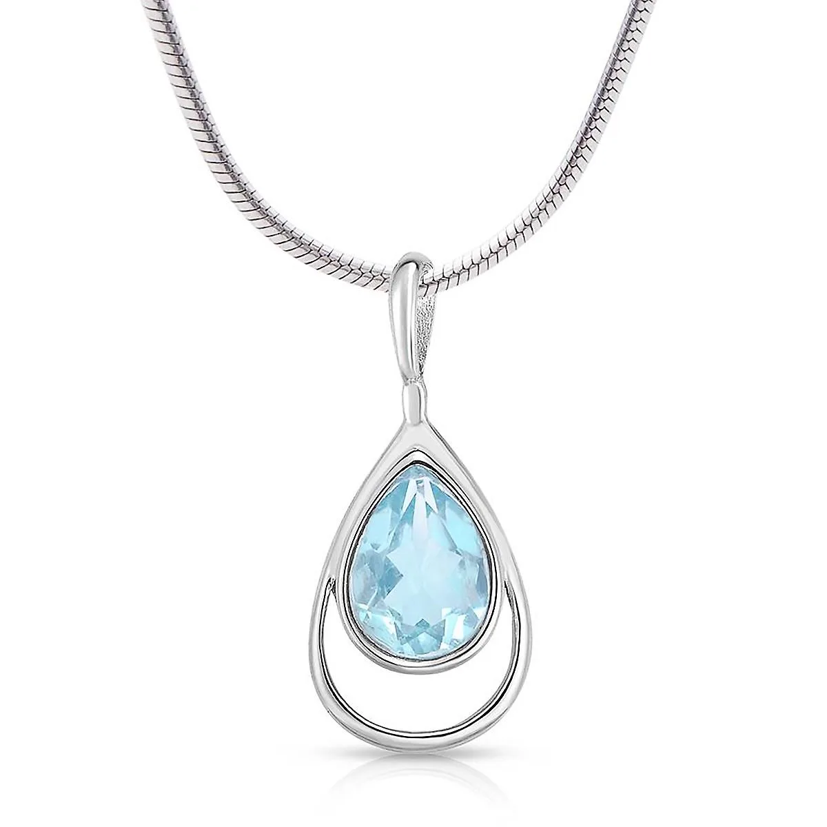 Jilco Inc Blue Topaz Pear Necklace