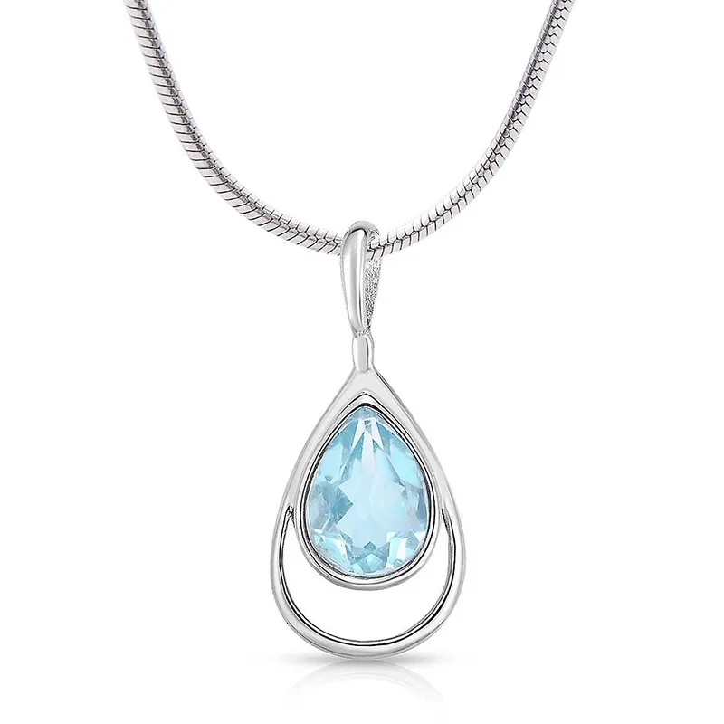 Jilco Inc Blue Topaz Pear Necklace