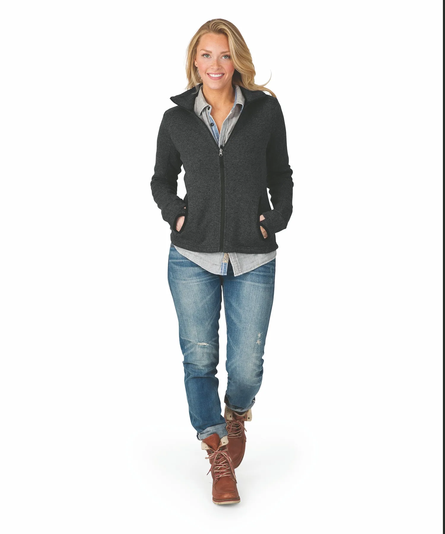 Women's Heathered Fleece Jacket view 3