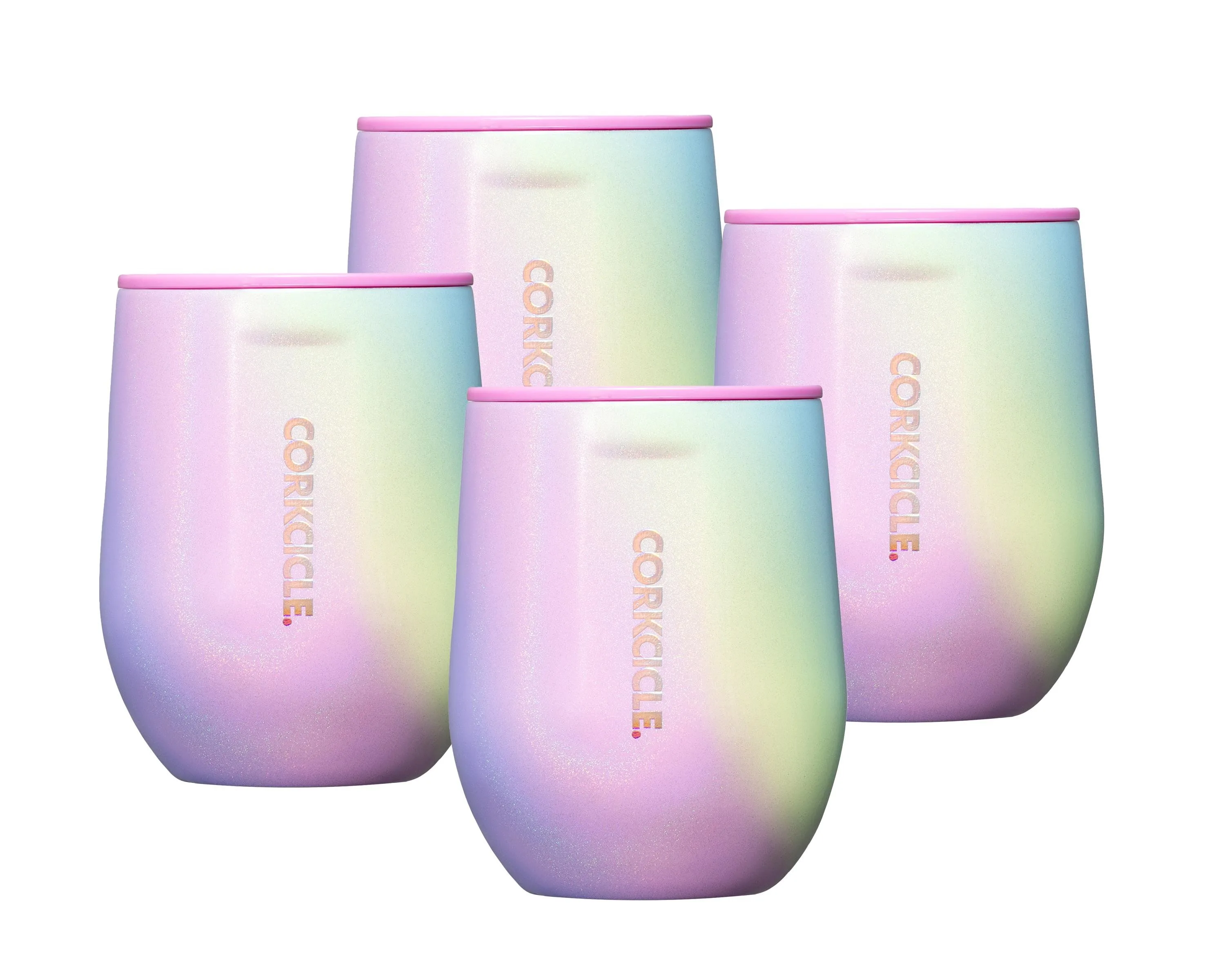 Corkcicle 12 Oz. Stemless - Rainbow Unicorn, 4 Pack