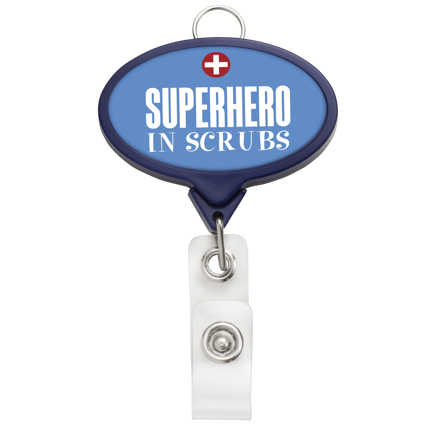 Jumbo Oval Retractable Badge Reel w/lanyard attachment view 5