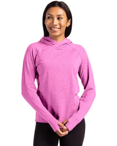 Cutter & Buck Adapt Knit Recycled Womens Heathered Hooded Pullover view 3