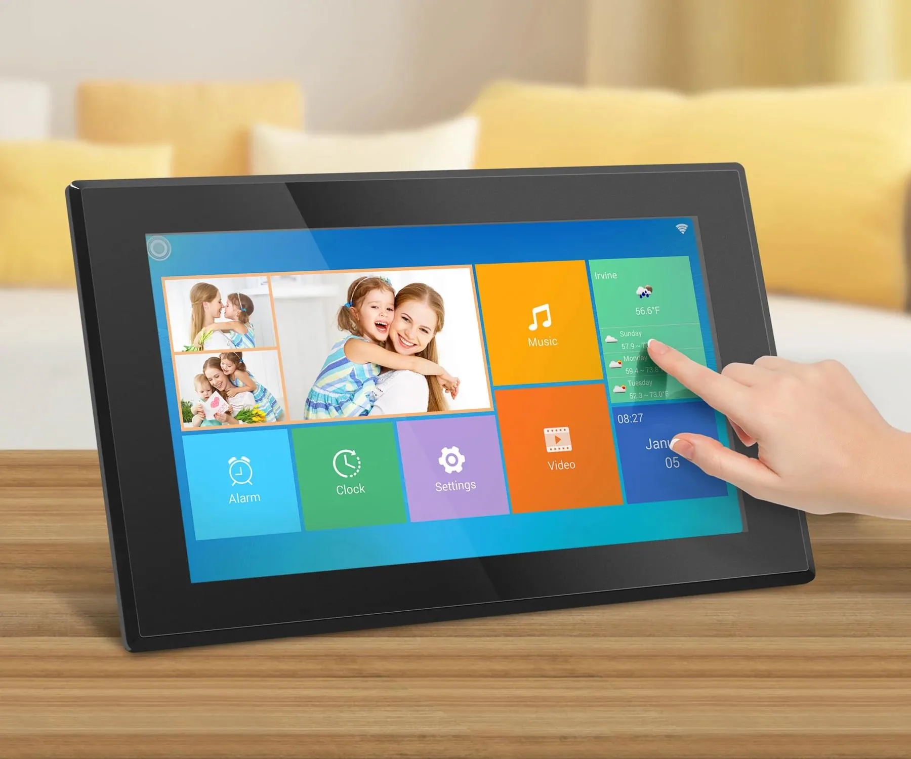 Aluratek 15.6" Wifi Digital Photo Frame w/Touchscreen Ips Lcd, 16Gb Built-In Memory