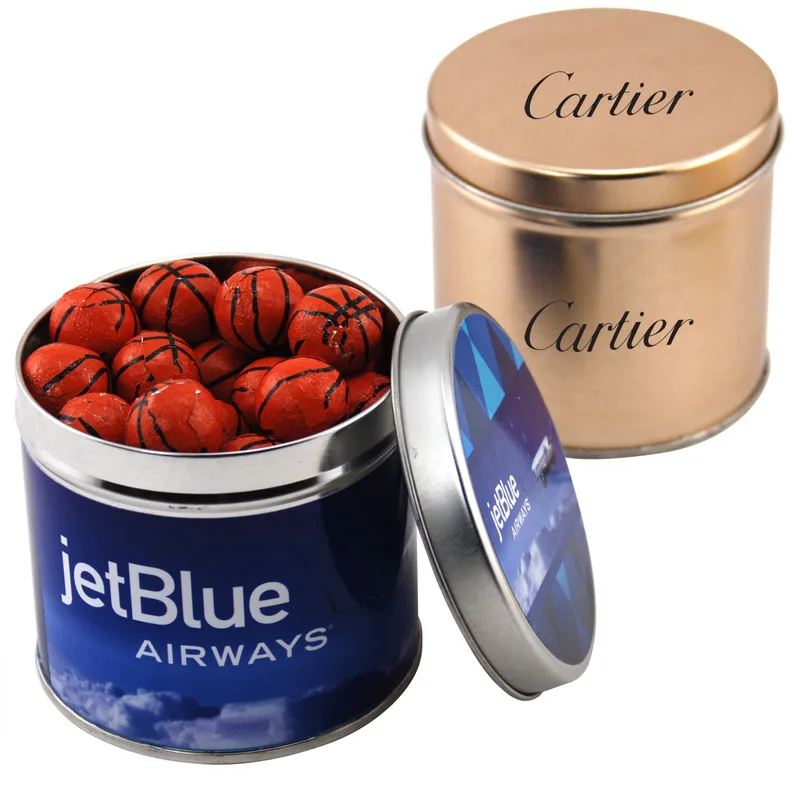 Round Tin w/Chocolate Basketballs