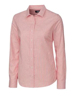Cutter & Buck Stretch Oxford Stripe Womens Long Sleeve Dress Shirt view 2