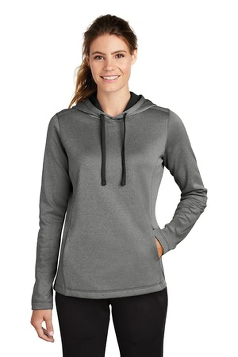 Sport-Tek ® Women's PosiCharge ® Sport-Wick ® Heather Fleece Hooded Pullover.
