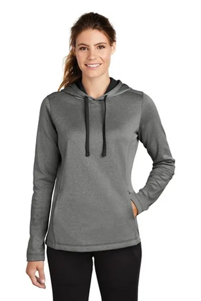 Sport-Tek ® Women's PosiCharge ® Sport-Wick ® Heather Fleece Hooded Pullover.