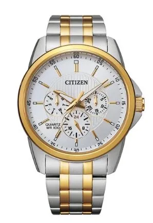 Citizen® Men's Quartz Two-Tone Watch w/White Dial