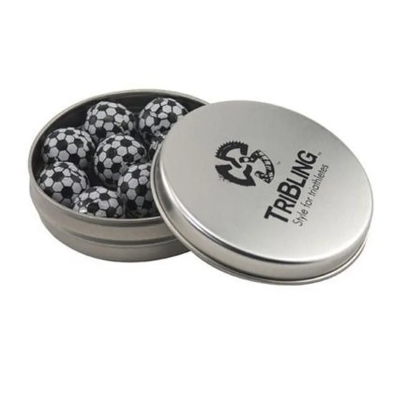 Round Tin with Chocolate Soccer Balls -1.7 Oz.