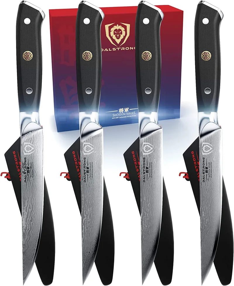 Dalstrong 4-Piece Steak Knife Set - Shogun Series - Japanese Steel - G10 Handles - Sheaths Included