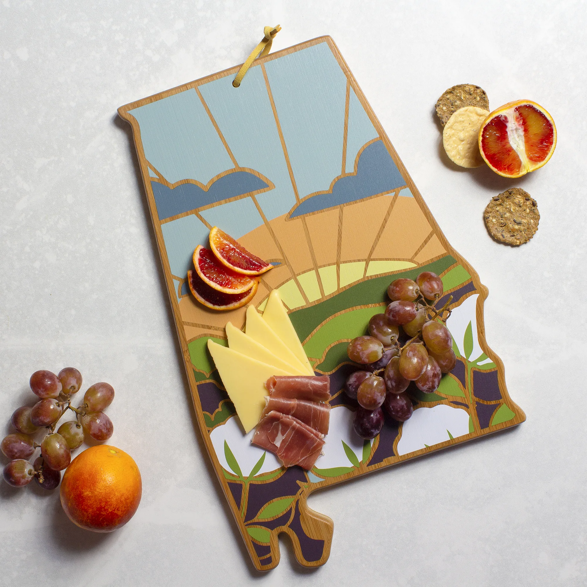 Alabama State Shaped Cutting & Serving Board w/Artwork by Summer Stokes view 2