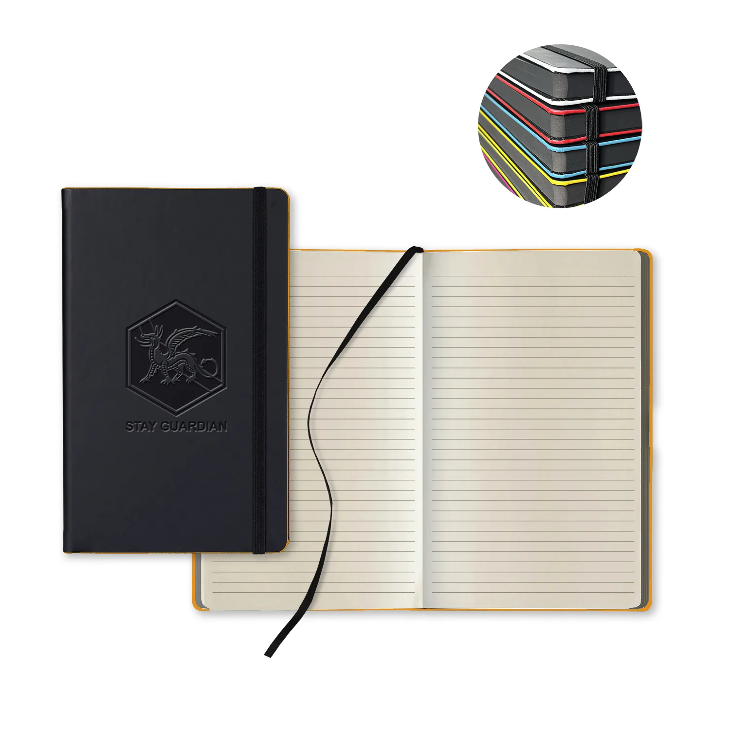 Castelli Black Laser Medio Lined Ivory Page Journal view 3