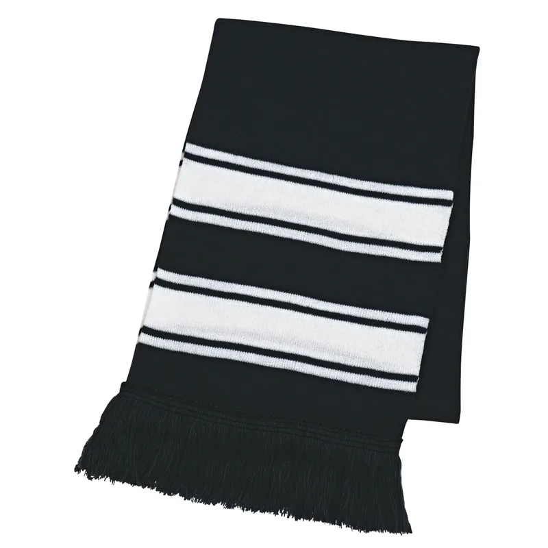 Two-tone Knit Scarf With Fringe view 3